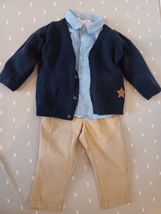 Ľanová košeľa zara 74 + nohavice + sveter, 68–80