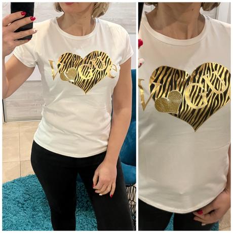 Dámske tričko s potlačou srdca a nápisom vogue, m / s