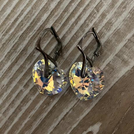 Náušnice srdiečka swarovski striebro, swarovski