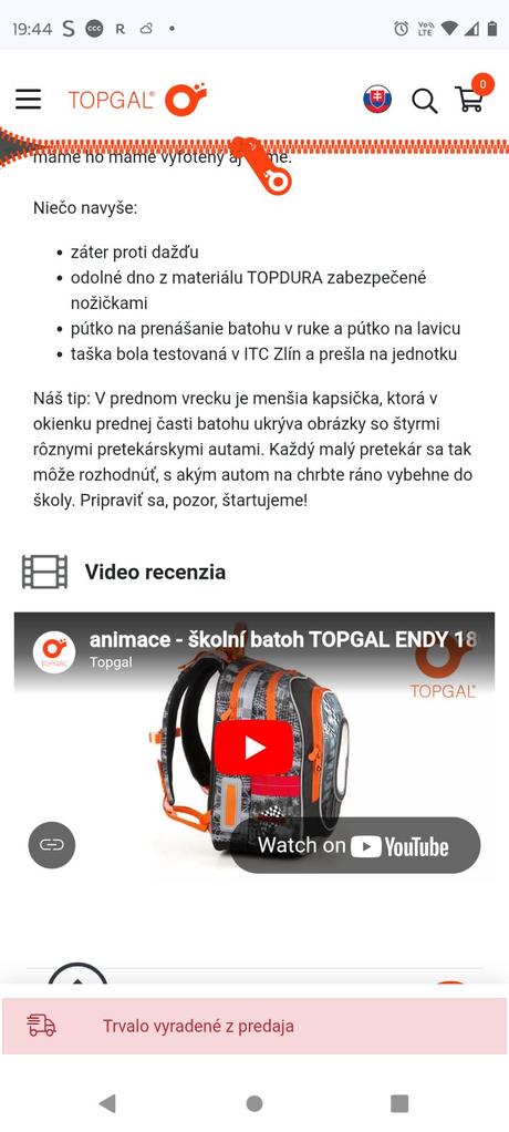 Školská taška topgal, 
