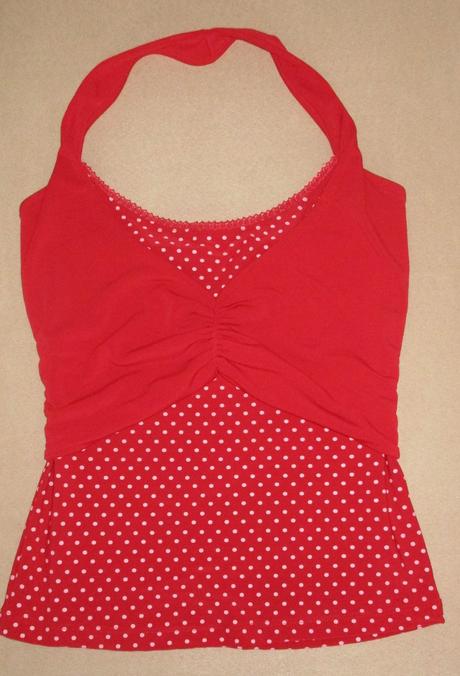 Tričko červené s bodkami, s