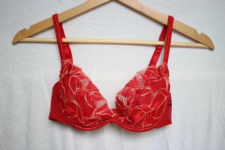 Dámska cute červená vyšívaná podprsenka y2k vintag, s