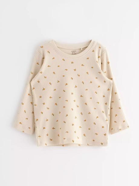 Vrúbkované tričko s kvietkami, lindex,98