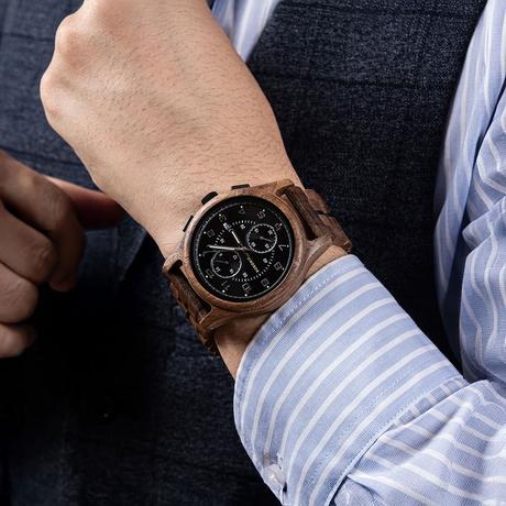 Drevené hodinky majestic black,