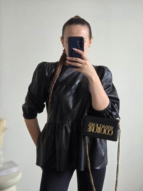 Zara koženkový top m, zara,m