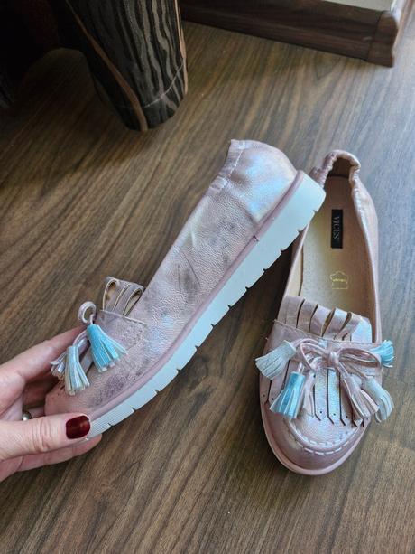 Kožené ružovkasté topánky, 38