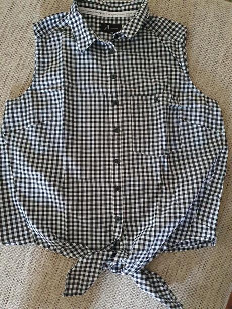 Kockovaná letná košeľa na uväzovanie veľ. 38, h&m,38