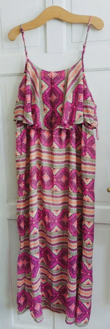 Fuchsiove vzorovane saty na ramienka tu, tu,xxxl