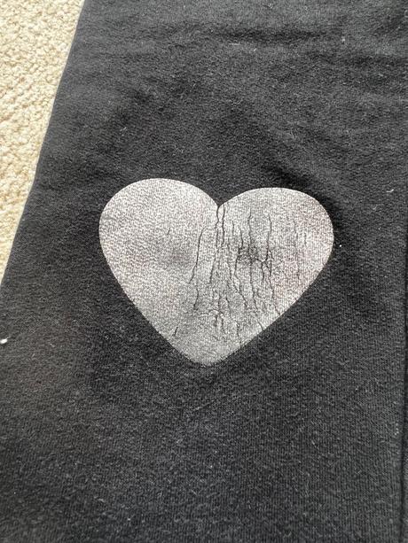 Zateplené čierne legíny so srdiečkami na kolenách, h&m,128