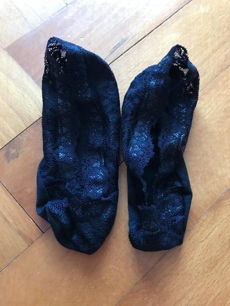 Čierne krajkové nízke ponožky do balerínok, 38