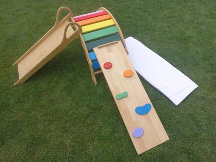 Montessori hojdacka s lezeckou stenou a smyklavkou,