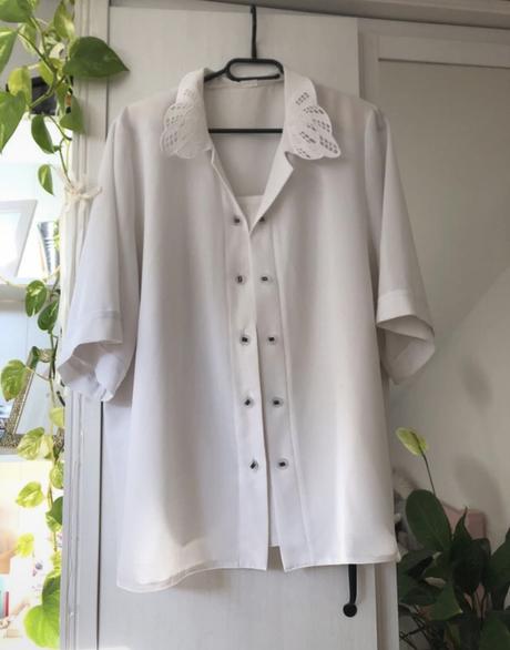 Biela blúzka/ biela elegantná blúzka vintage, xxxl
