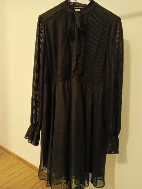 Orsay elegantné čierne šaty s plisovaním, orsay,40