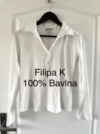 Filippa k  biele tričko s dlhým rukávom a goliero, m