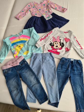 Velkost 86 -mikiny/šaty/rihle, 86–98