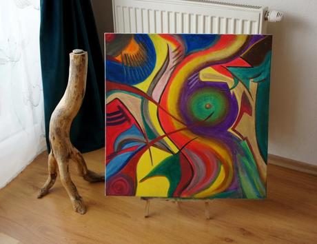 Ručne maľovaný abstraktný obraz (akryl, plátno), 