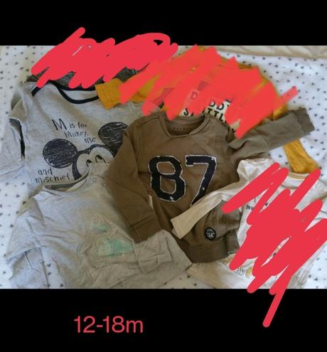 Tričká s dlhým rukávom/mikiny od roka do 18m., 86