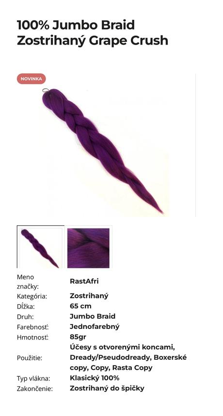 Kanekalon 100 jumbo braid zostrihaný grape crush, 
