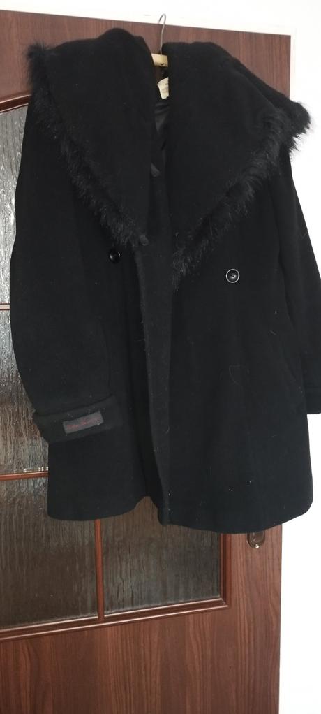 Vlnený kabát s kožušinkou, xl