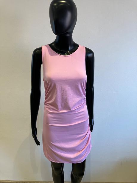 Dámske šaty nariasené ružové, s