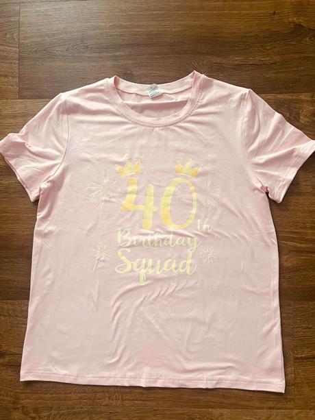Ružové tričko 40 birthday squad, s