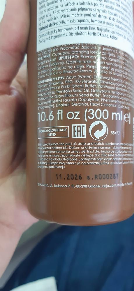 Ziaja samoopalovacie mlieko,