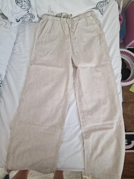 Ľanové nohavice, h&m,146