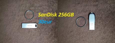 Usb kľúč sandisk 256, micro sd karta samsung 128, 