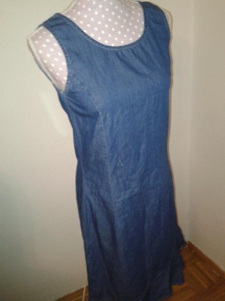 Tenšie rifľové šaty s volánom veľ. 36/38, 38