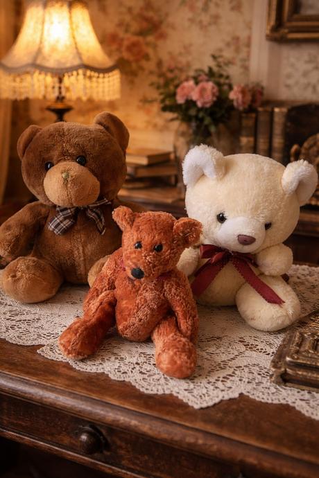 Rodinka mackov vintage dekorácia,