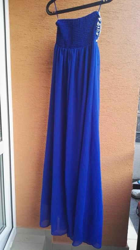 Modré spoločenské šaty 36-38, 38