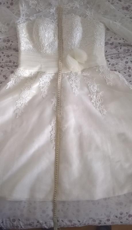 Svadobné šaty s čipkou v midi dĺžke, 42