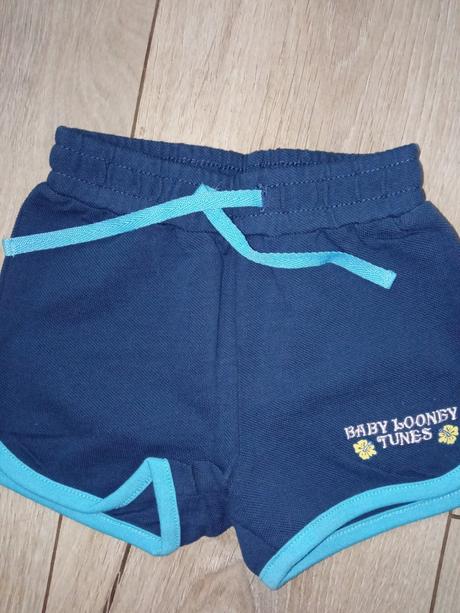 Modrá pásikavá letná súprava looney tunes,3-6 mes., original marines,62