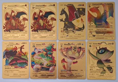 Pokémon karty zlaté plastové (30 ks),