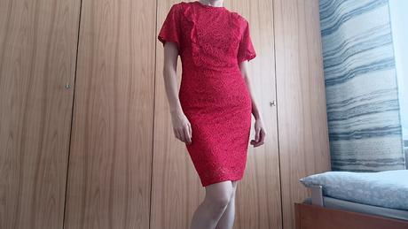 Dámske čipkované červené šaty, veľ. s, f&f,36