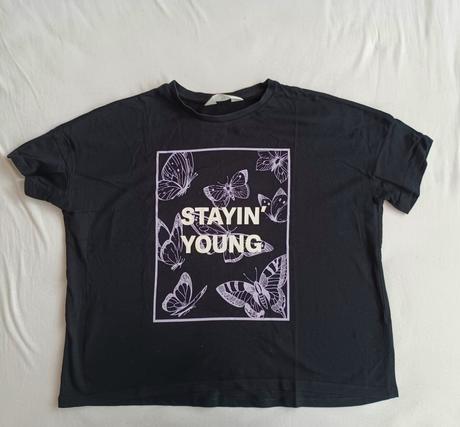 Krátke tričko s kvietkami, h&m,164