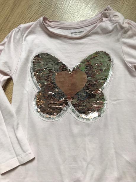 Tričko s meniacimi flitrami, vertbaudet,86