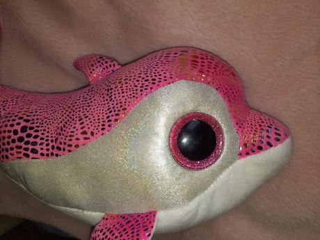 Lesklý ružový plyšový delfín ty plyšák,