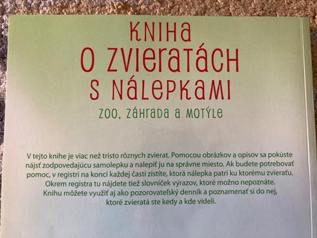 Kniha o zvieratách s nálepkami-zoo,záhrada,motýle,
