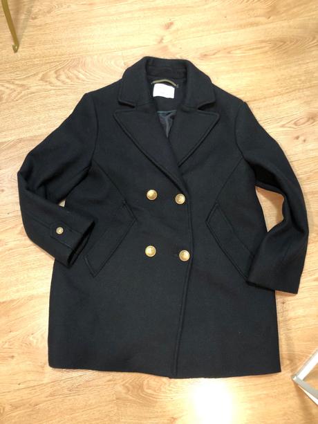 Zara kvalitný čierny kabát, zara,152