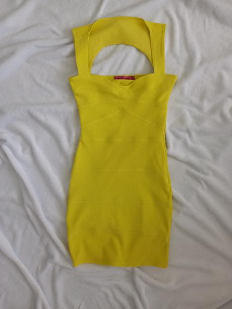 Žlté bandážové šaty bandage boohoo, 34