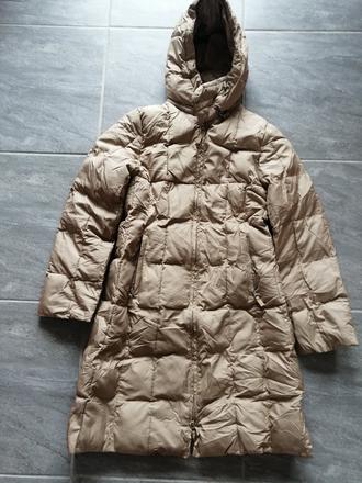 Zimný prešívaný kabát ham, v36, zlatá béžová, h&m,36