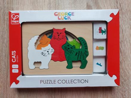 Hape - george luck - vkladacie puzzle mačky, 