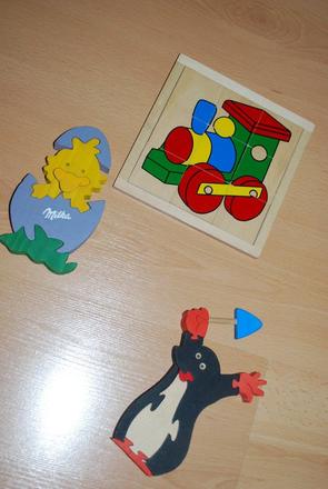 3 x drevené puzzle, cena spolu,