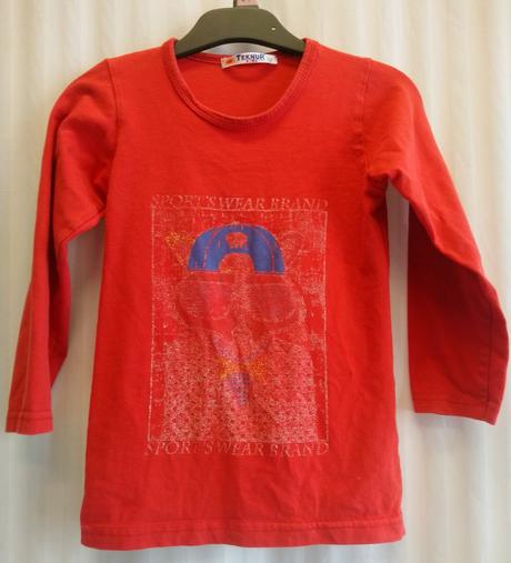 Červené elastické tričko, motív, teknur, 110-116, 116