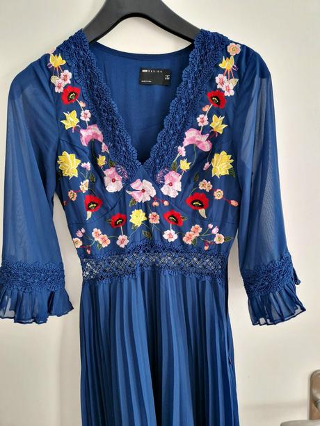 Modré plisové šaty asos design, 36