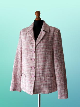 Elegantné ružové tvídové sako/blejzer zn.encadeé, xl