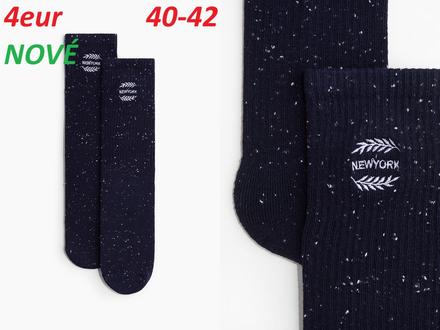 Ponožky dlhé new york tmavomodré, h&m,40 / 42