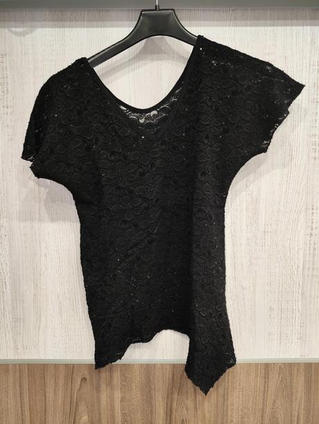 Čipkované čierne tričko, xl