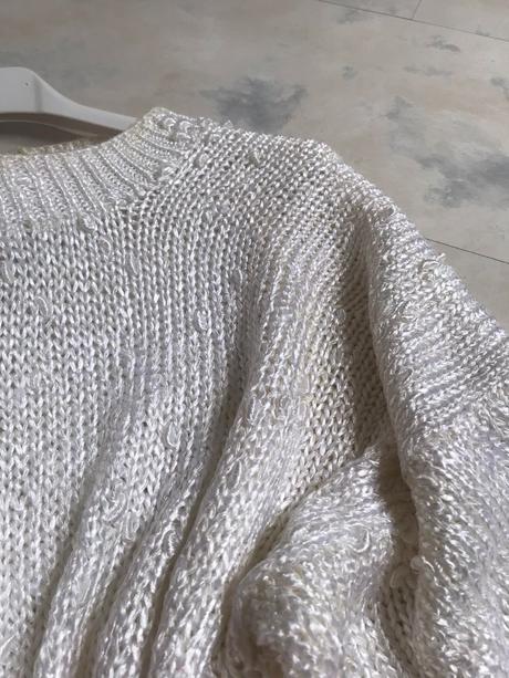 Perleťové uzlíčkové pletené triko oversize, l